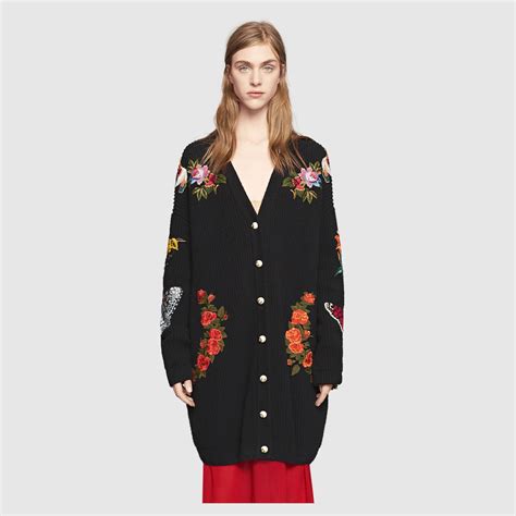 black gucci inspired cardigan|gucci embroidered oversized cardigan.